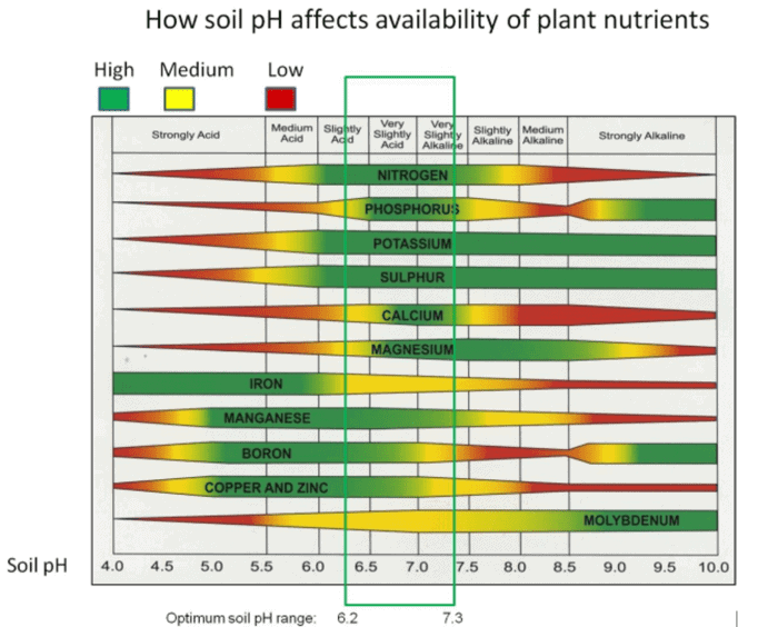 ph of soil in the ground and elements